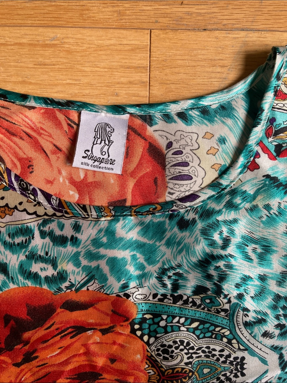 Boho Floral Paisley Tunic kaftan kimono style Dress in Teal and Orange One Size